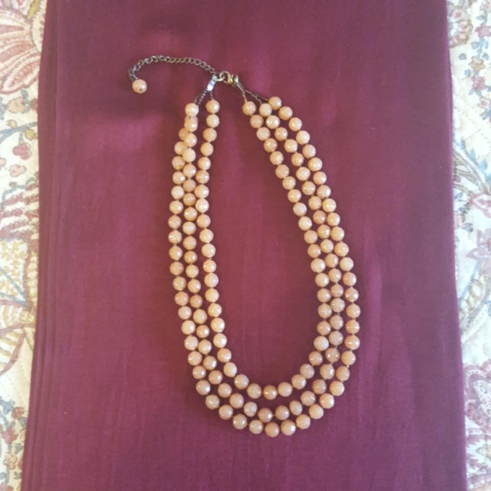 Layered Necklace with Salmon/Peach Beads